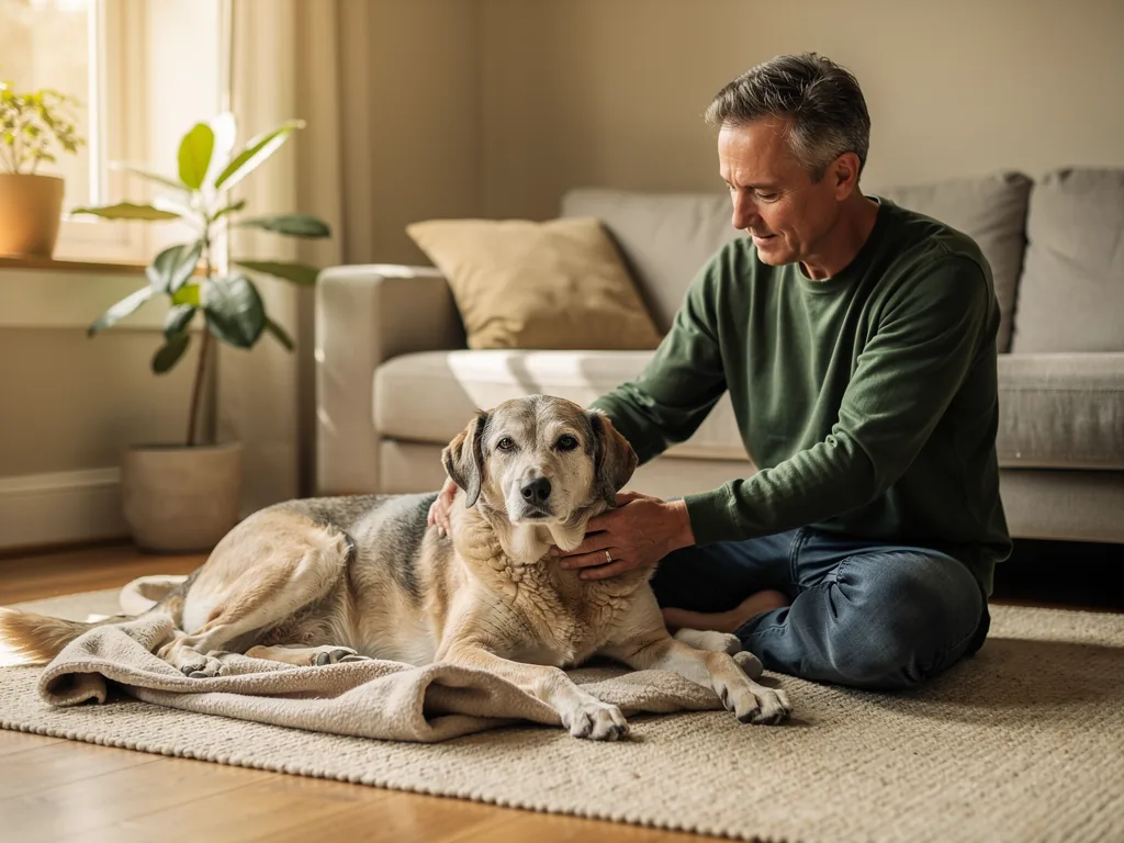 Anschaffung eines älteren Hundes: Überlegungen Älterer Hund entspannt im Garten während der gemeinsamen Eingewöhnung