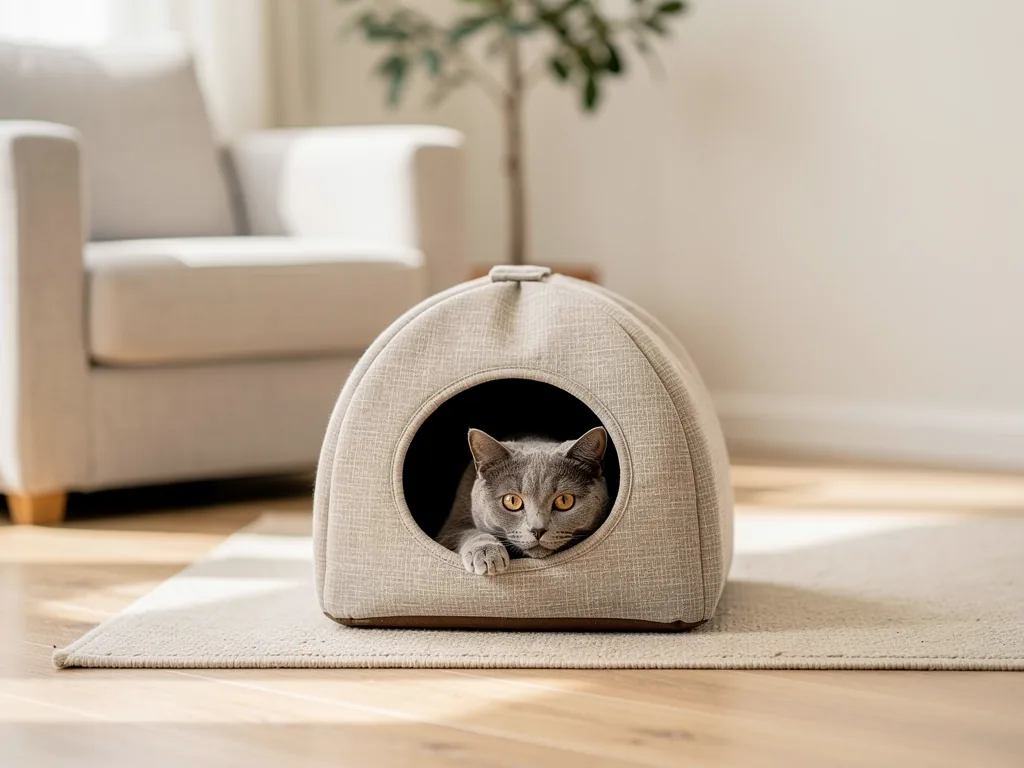 Angstkatze eingewöhnen: Behutsam vorgehen Ängstliche Katze entspannt in ruhigem Zuhause mit Rückzugsort und geduldiger Eingewöhnung