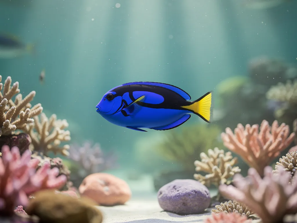 Salzwasserfische für Aquarien: Eine Übersicht beliebter Arten Bunte Salzwasserfische im Meerwasser-Aquarium mit Korallen und Pflanzen
