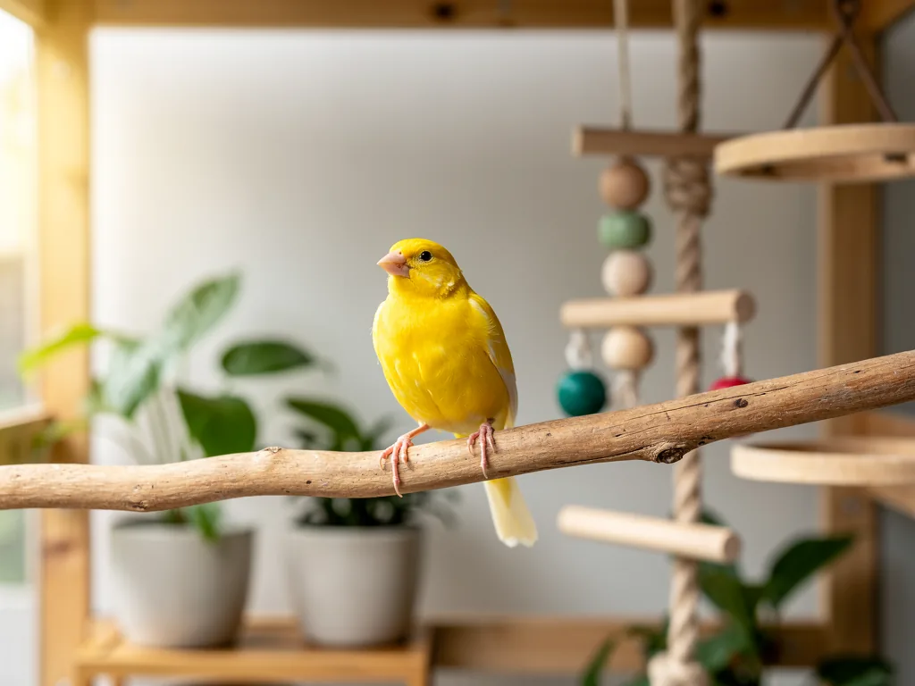 Die Grundlagen artgerechter Haltung Vogel in großer Voliere mit natürlicher Umgebung für artgerechte Haltung