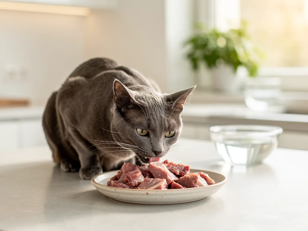 Ernährung ohne Kohlenhydrate bei Katzen richtig verstehen und umsetzen Katze frisst artgerechtes kohlenhydratfreies Futter für gesunde Ernährung