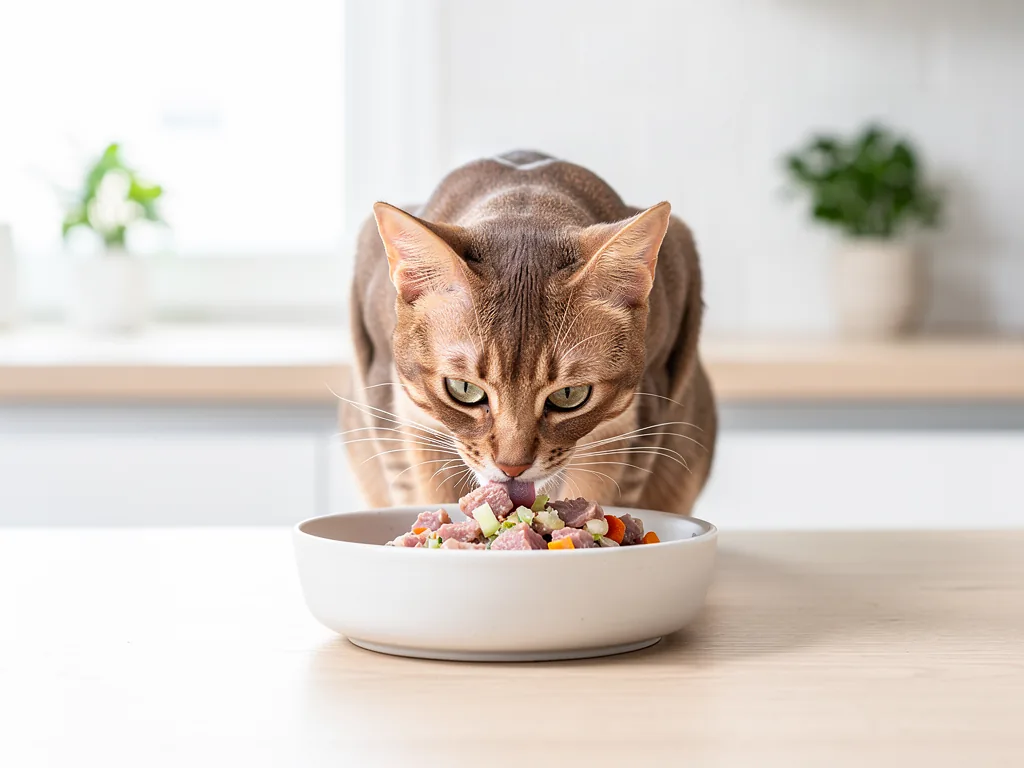 Ernährung ohne Zusatzstoffe bei Katzen vor allem auf reine Zutaten achten Katze frisst naturbelassenes Futter mit reinen Zutaten ohne Zusatzstoffe
