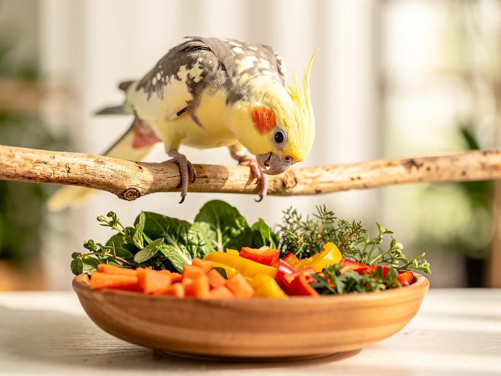Gesunde Ernährung für Ziegensittiche Tipps für artgerechte Fütterung Ziegensittich frisst frisches Grünfutter für gesunde artgerechte Fütterung