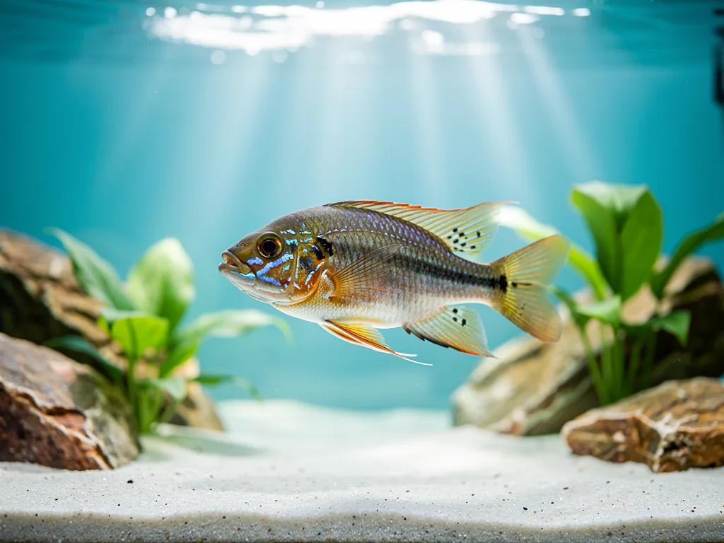Fischphysiologie: Anpassung an das Aquarienmilieu Fisch in Aquarium zeigt physiologische Anpassung an Wasserbedingungen für Gesundheit