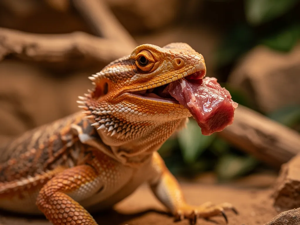 Fleischfresser Reptilienfutter: Proteine und Fette Ausgewogenes Fleischfresser Reptilienfutter mit hohem Protein- und Fettanteil