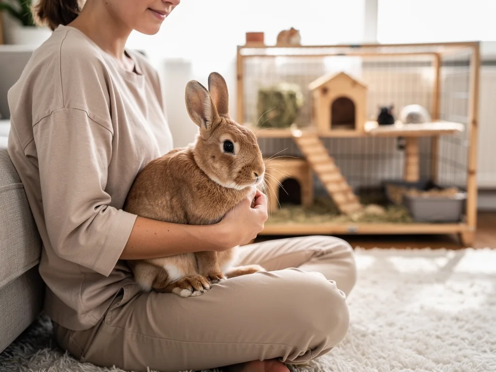 Kaninchen als Haustier Kaninchen im artgerechten Gehege als Haustier vor der Anschaffung