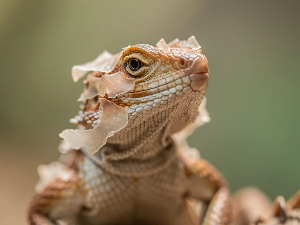 Häutungsprozess bei Reptilien: Normalverlauf Nahaufnahme einer Schlange beim natürlichen Häutungsprozess unter optimalen Bedingungen