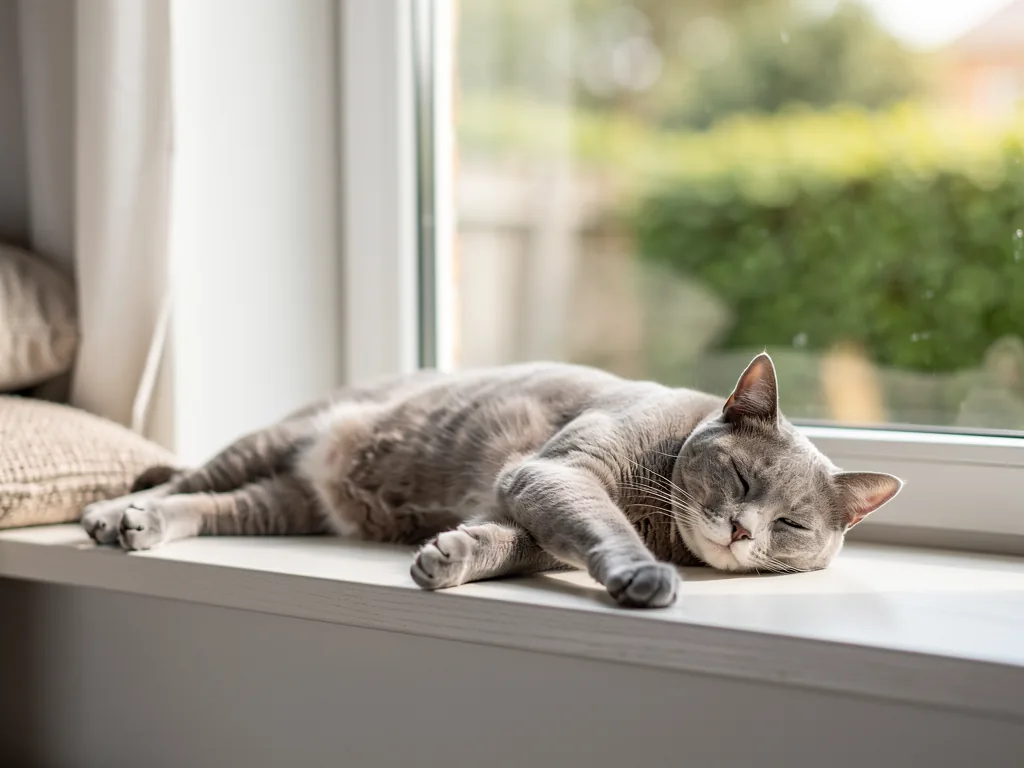 Hauskatze Vorteile und Merkmale Hauskatze entspannt auf Sofa zeigt typische Merkmale und Vorteile der Wohnungshaltung