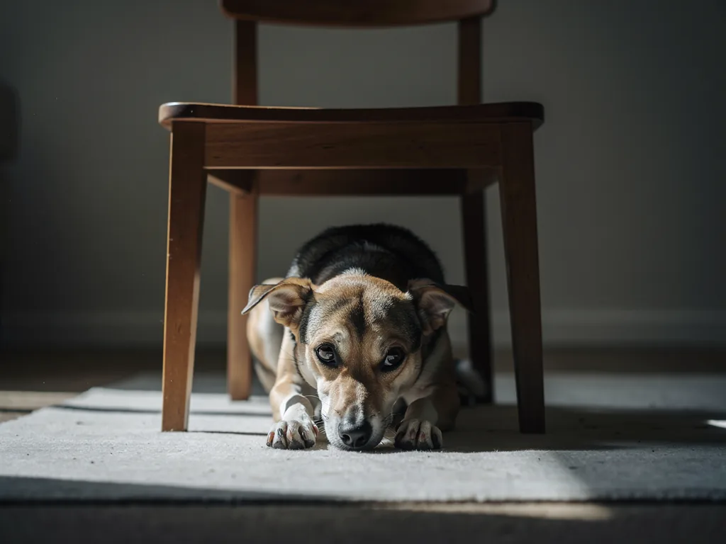 Hund Angst: Wie Sie Angst bei Ihrem Hund erkennen und ihm helfen Ängstlicher Hund zeigt verstecktes und nervöses Verhalten im Alltag