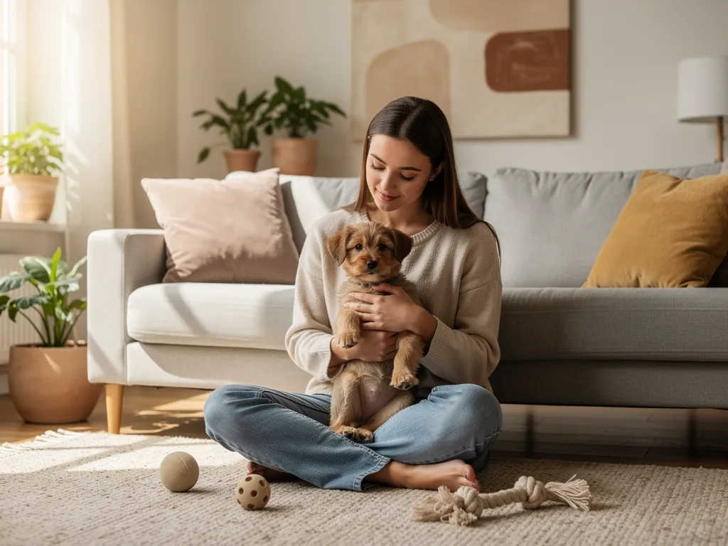 Hund anschaffen pro und contra abwägen für ein harmonisches Zusammenleben Frau geht mit Hund spazieren harmonisches Zusammenleben durch bewusste Anschaffung