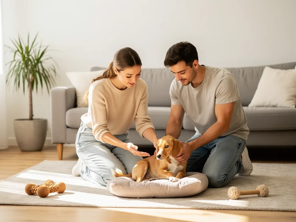 Neue Hundehalter richtig vorbereiten auf Anschaffung und Training Junge Frau trainiert neuen Hund im Garten vor der Anschaffung umfassend