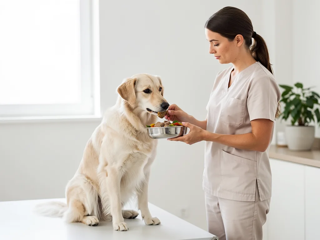 Hundeernährung bei Allergien: Spezielle Fütterungskonzepte Hund erhält spezielles hypoallergenes Futter zur Linderung von Allergiesymptomen