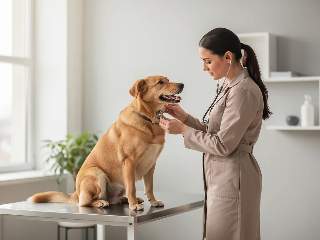 Prävention bei Hunden: Vorsorge für ein langes Hundeleben Älterer Hund beim Tierarzt für regelmäßige Gesundheitsvorsorge und Prävention