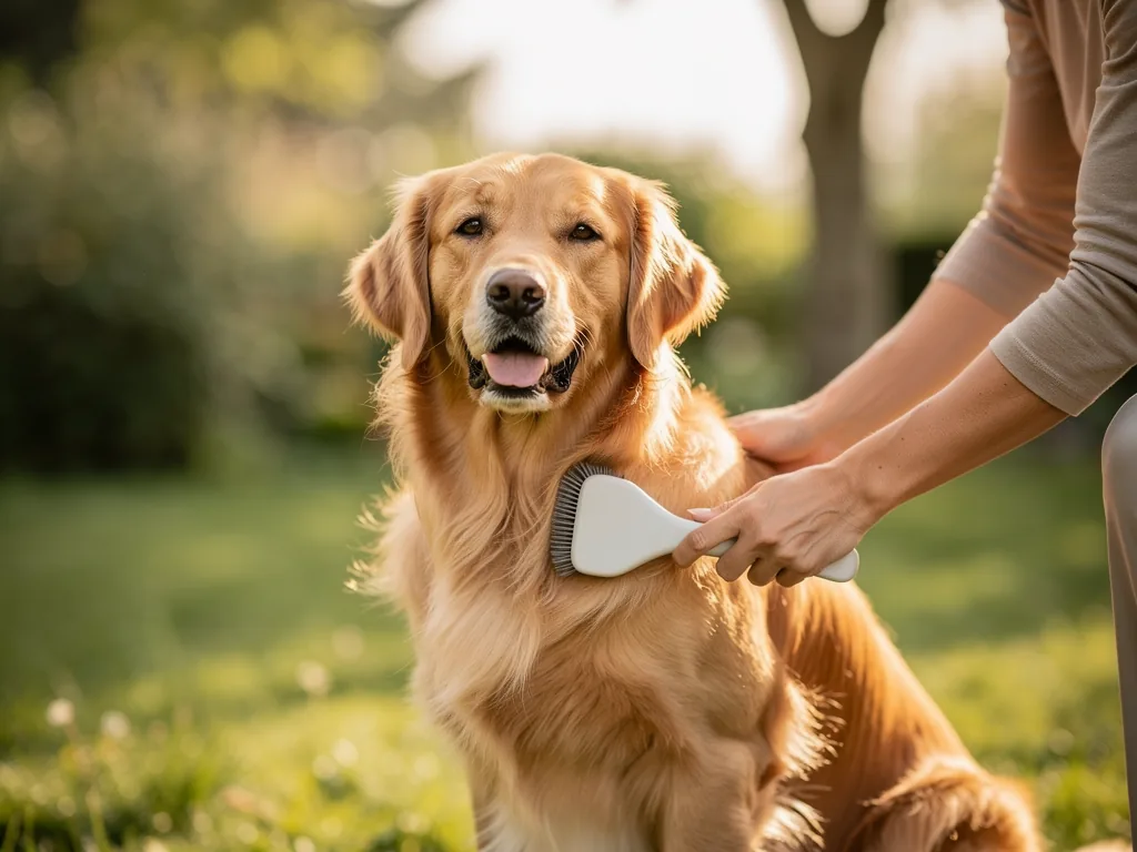 Bedeutung artgerechter Hundepflege: Grundlagen erklärt Hund wird sanft gebürstet zur artgerechten Pflege und Gesundheit unterstützt