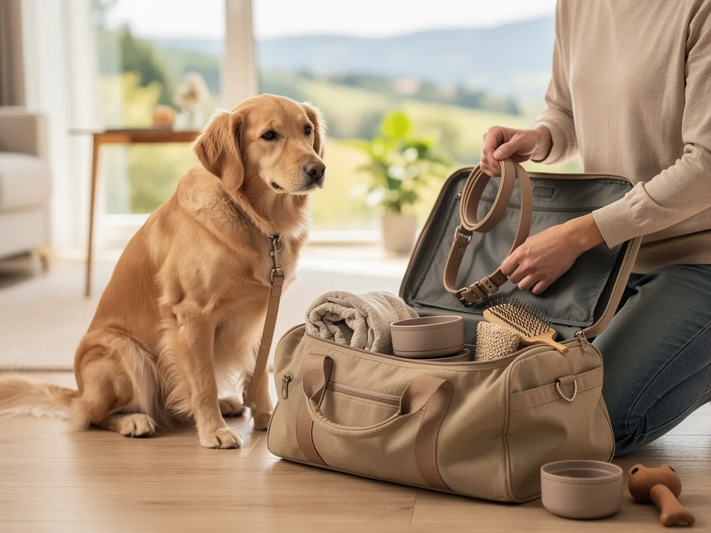Reisen mit Hund: Vorbereitung und Regelungen im Ausland Hundebesitzer bereiten sorgfältig die sichere Auslandsreise für ihren Vierbeiner vor