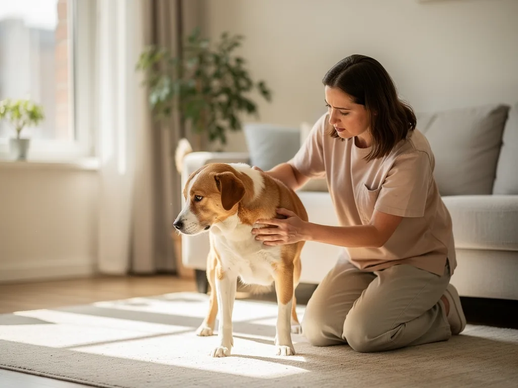 Übergewicht bei Hunden: Gründe und gesunde Gegenmaßnahmen Übergewichtiger Hund beim Tierarzt zur Gesundheitskontrolle und Gewichtsanalyse