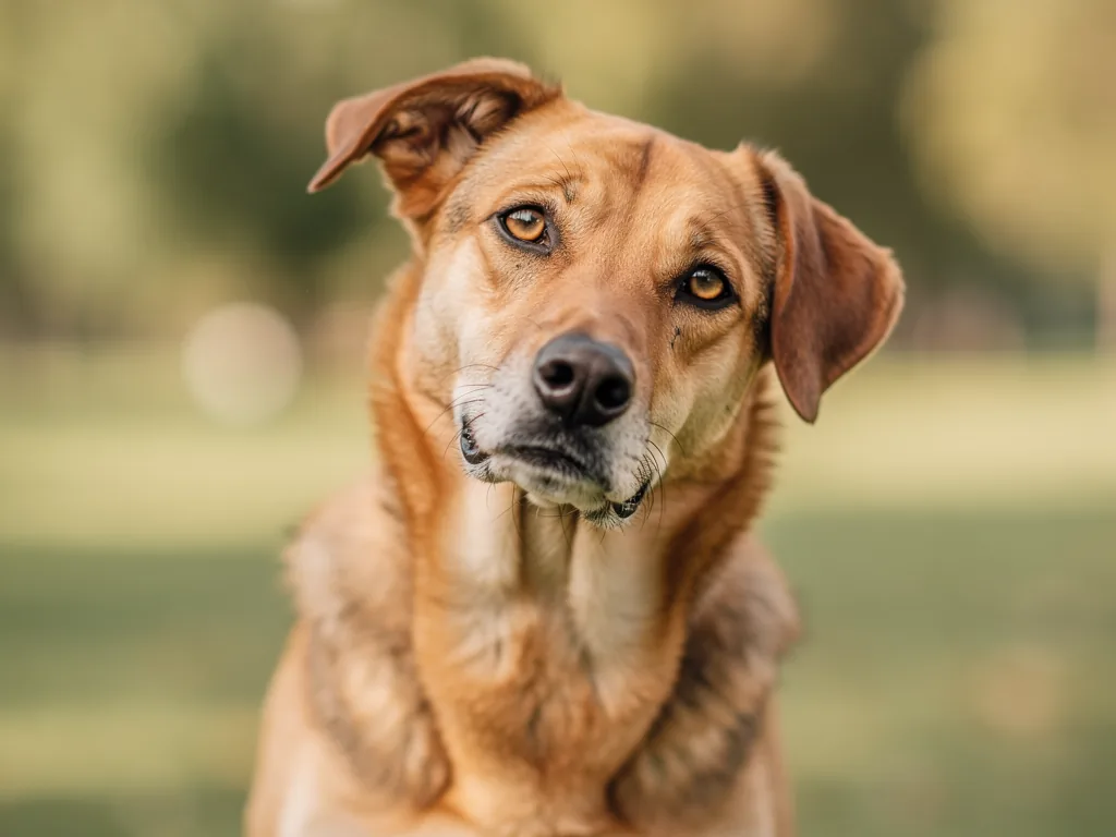 Hundeverhalten verstehen: Eine Definition Hund neigt den Kopf und zeigt typisches Verhalten zur Kommunikation und Konzentration