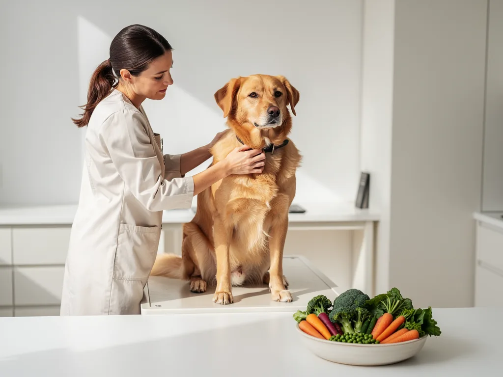 Wie gesund ist es wirklich Hunde vegan zu ernähren – was Tierärzte empfehlen Tierarzt untersucht Hund beim kontrollierten veganen Ernährungscheck zur Gesundheitserhaltung