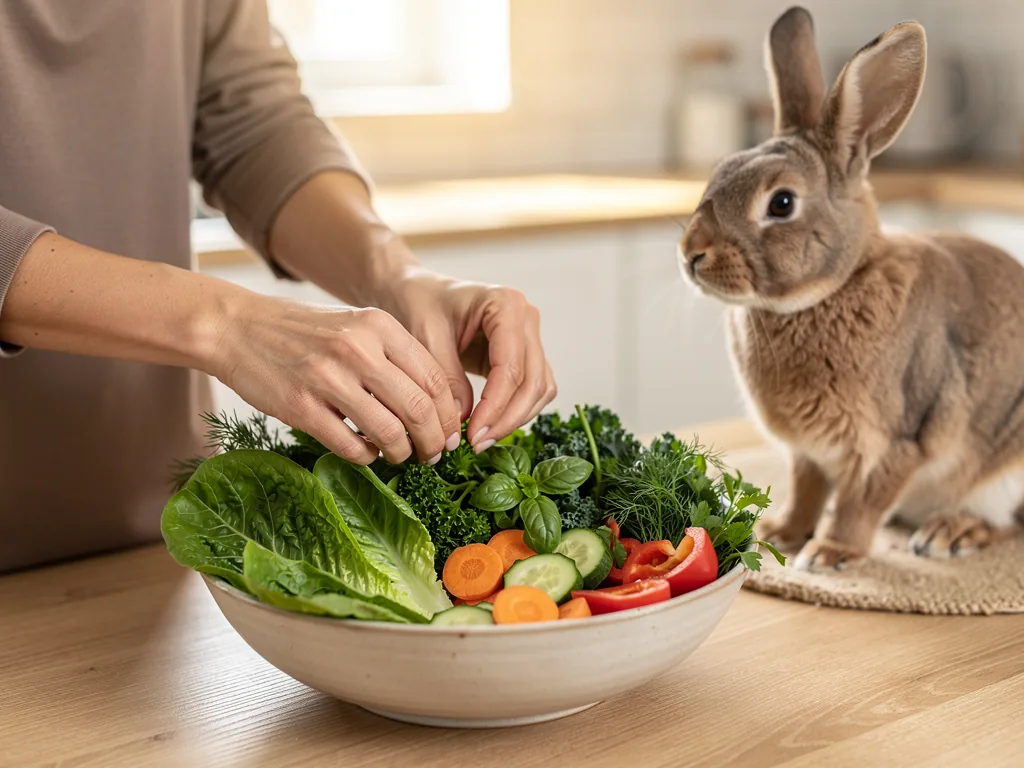 Selbstgemachtes Kaninchenfutter: Rezepte und Tipps Frisches selbstgemachtes Kaninchenfutter mit Gemüse und Kräutern für gesunde Ernährung