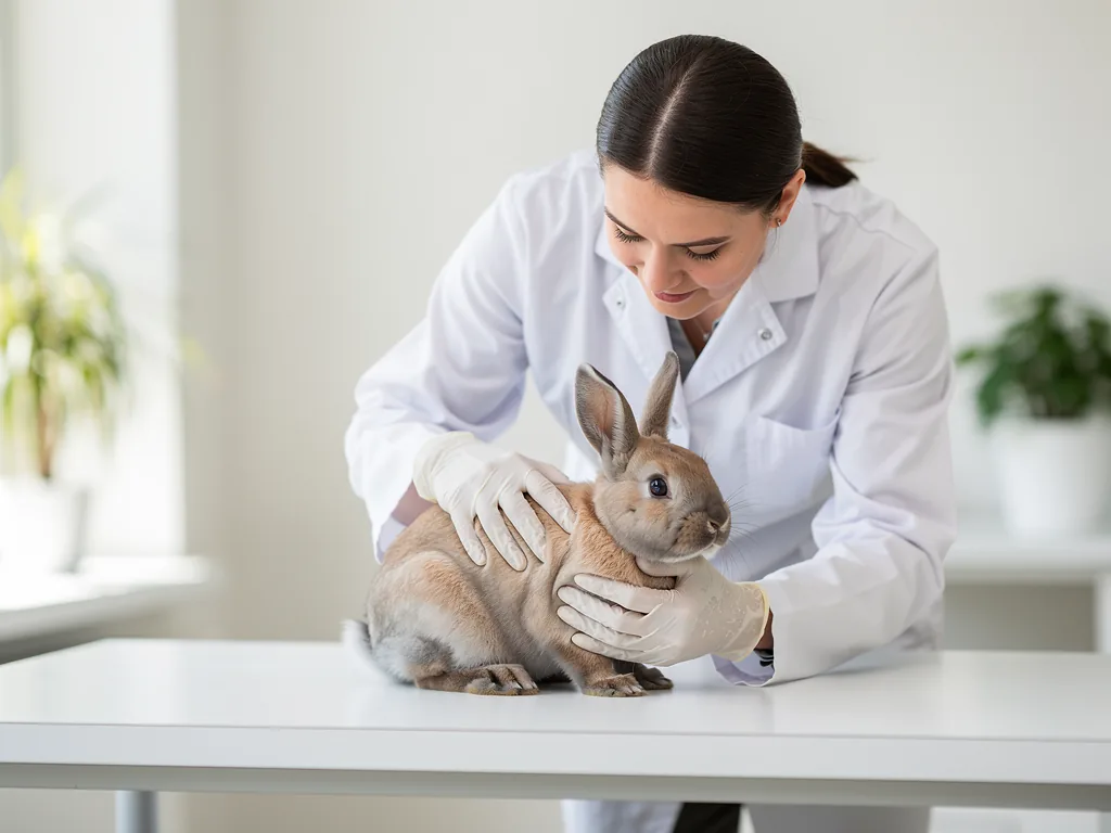 Kaninchen Tierärzte: Adressen finden Kaninchen Tierarzt untersucht Kaninchen in moderner Kleintierpraxis für spezialisierte Behandlung
