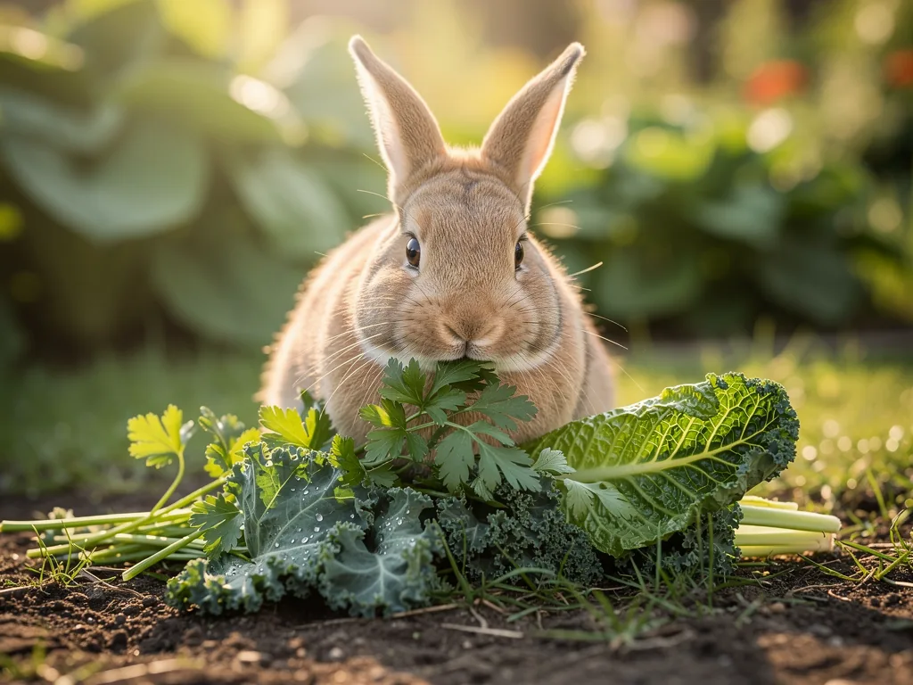 Die Rolle von Vitaminen und Mineralien für Kaninchen Kaninchen fressen frisches Grünfutter für wichtige Vitamine und Mineralien