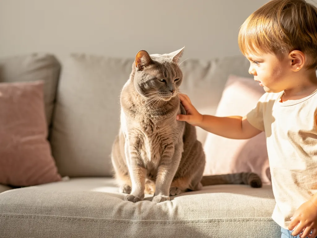Katze in der Familie: So finden Sie den passenden Weggefährten Glückliche Familie mit Ragdoll-Katze im gemütlichen Wohnzimmer beim Spielen