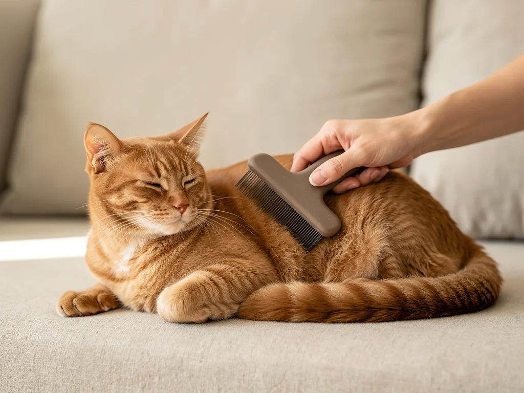 Katzenpflege: Bedeutung und Grundlagen für ein gesundes Nahaufnahme einer Katze bei sanfter Fellpflege zur Unterstützung gesunder Katzenpflege Grundlagen
