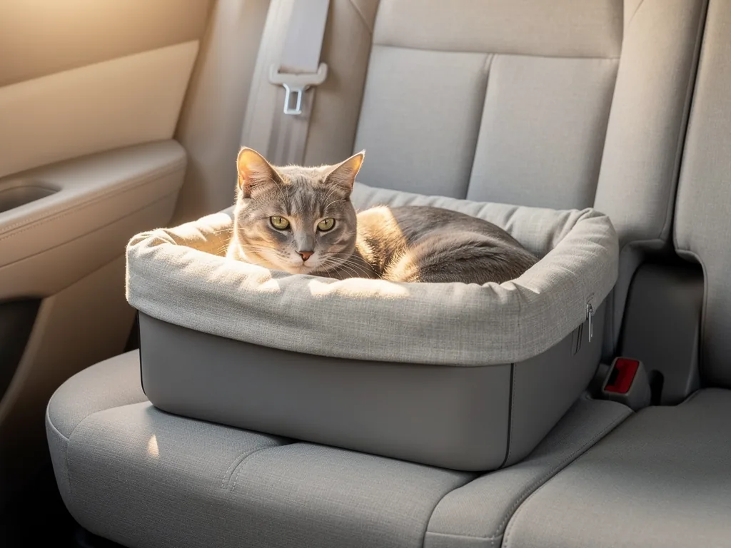 Reise mit Katze: Planung und wichtige Überlegungen Katze entspannt in Transportbox während sorgfältiger Reiseplanung und Vorbereitung