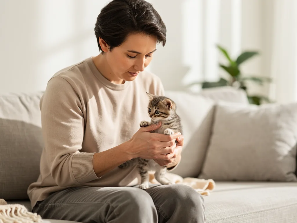 Katze von Privat: Worauf beim Kauf zu achten ist Junge Katze von privat in Wohnumgebung beim genauen Gesundheitscheck