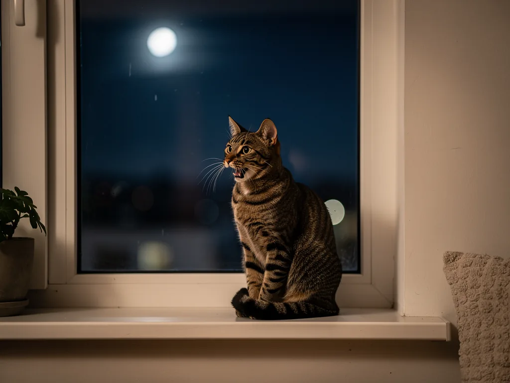 Kommunikation von Katzen: Lautsprache und Laute Nahaufnahme einer Katze beim Miauen als Teil der Katzen Kommunikation Laute