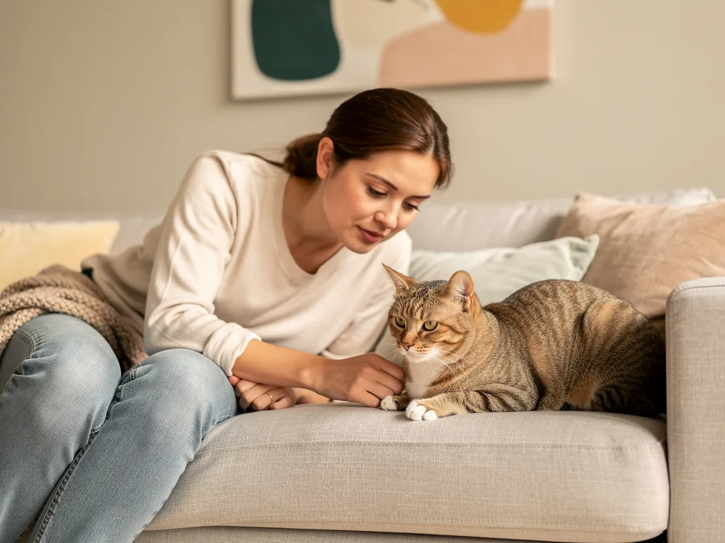 Katzenverhalten verstehen: Grundlagen Katze zeigt neugieriges Verhalten mit deutlicher Körpersprache im Wohnraum