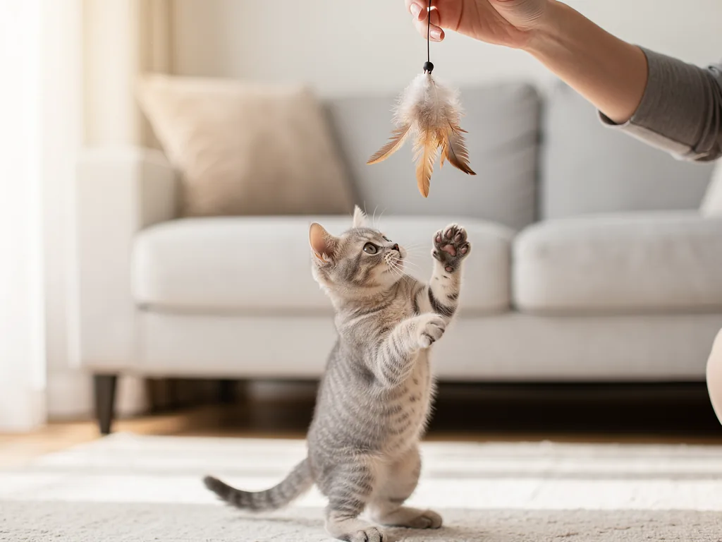Kitten erziehen: Spielerische Ansätze für die ersten Wochen Kleines Kitten beim spielerischen Lernen und Vertrauen aufbauen in den ersten Wochen