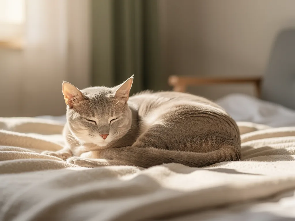 Katzenschnurren und Knochenheilung Katze schnurrt entspannt zur Förderung der Knochenheilung durch Vibrationen