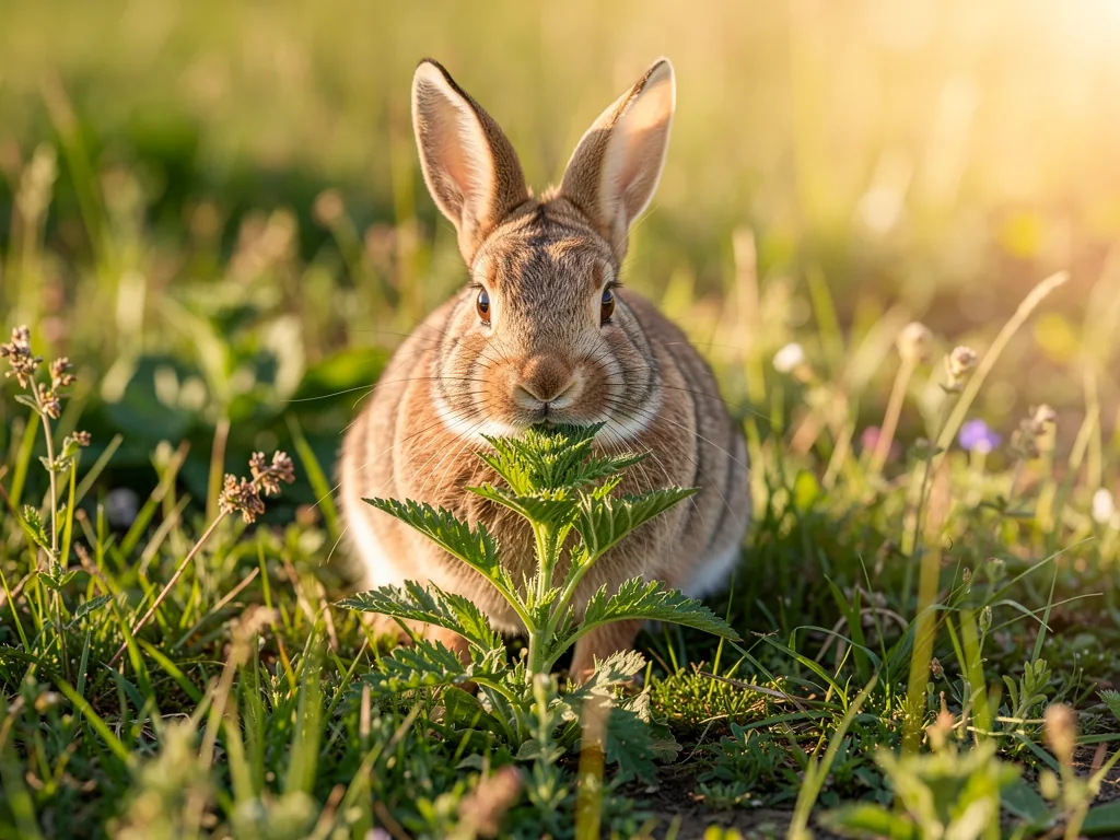 Nährstoffbedarf Kaninchen: Vitamine, Mineralien und Co. Kaninchen frisst frische Blattspitzen für wichtige Vitamine und Mineralien