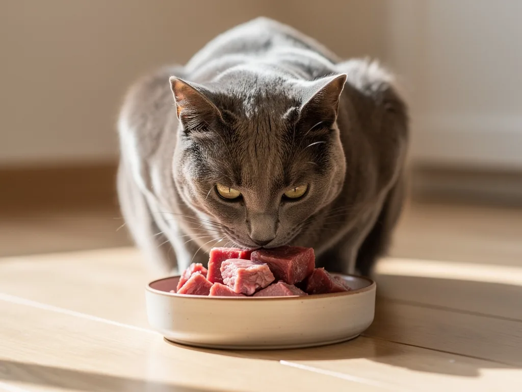 Welche Nährstoffe Katzen für eine gesunde Ernährung wirklich brauchen Kleine Katze frisst proteinreiches Futter für wichtige Nährstoffe und Gesundheit