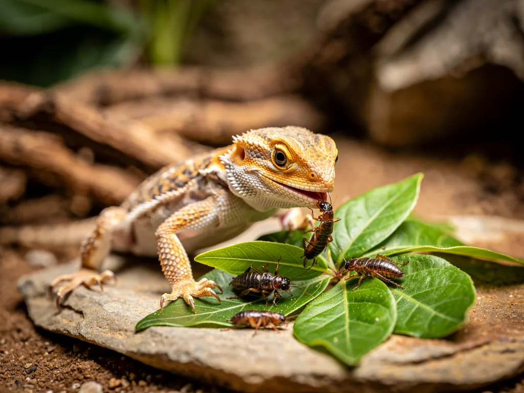 Ernährung von Jungtieren: Spezielle Anforderungen Junges Reptil im Terrarium mit speziellem Futter für gesundes Wachstum