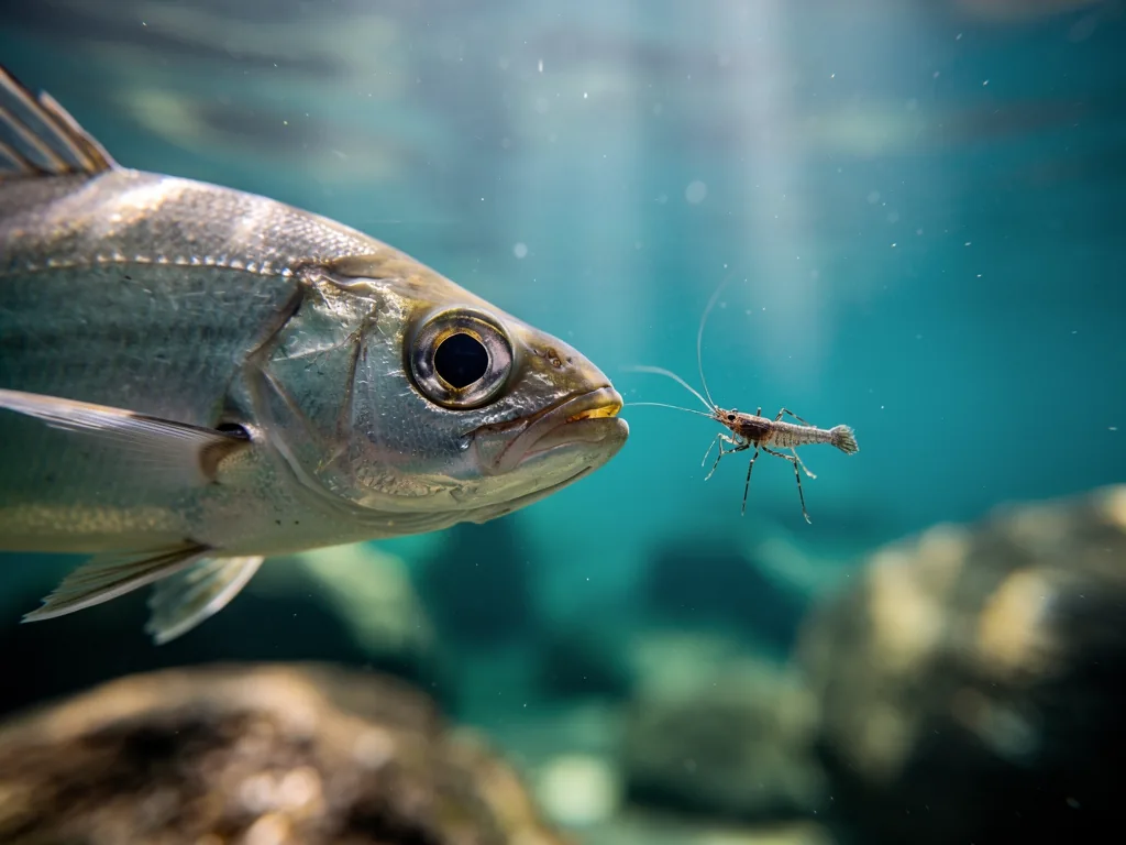 Wissenswertes über Fische: Wie sie sehen und wahrnehmen Nahaufnahme eines Fischauges mit breitem Sichtfeld zur Erklärung des Sehvermögens von Fischen