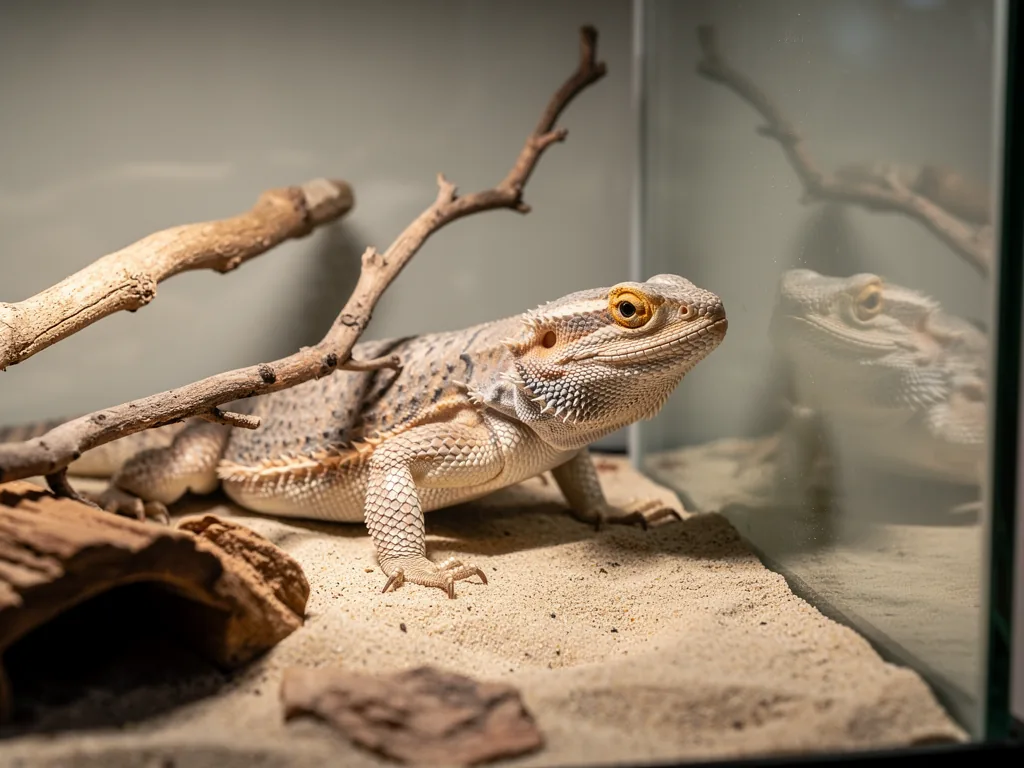 Stress bei Reptilien: Ursachen, Symptome und Vermeidung Gestresste Echse im Terrarium zeigt Symptome durch falsche Haltung und Umweltbedingungen
