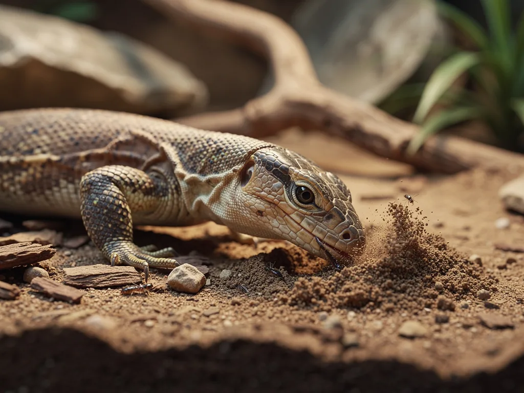 Substratfresser unter Reptilien: Nahrung aus dem Bodengrund Substratfresser Reptilien suchen Nahrung im Bodengrund eines Terrariums