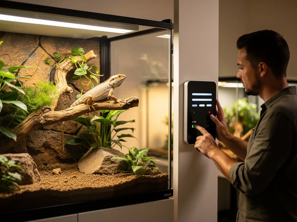 Terraristik im Wandel: Trends und Entwicklungen Modernes Terrarium mit digitaler Steuerung und artgerechter Reptilienhaltung