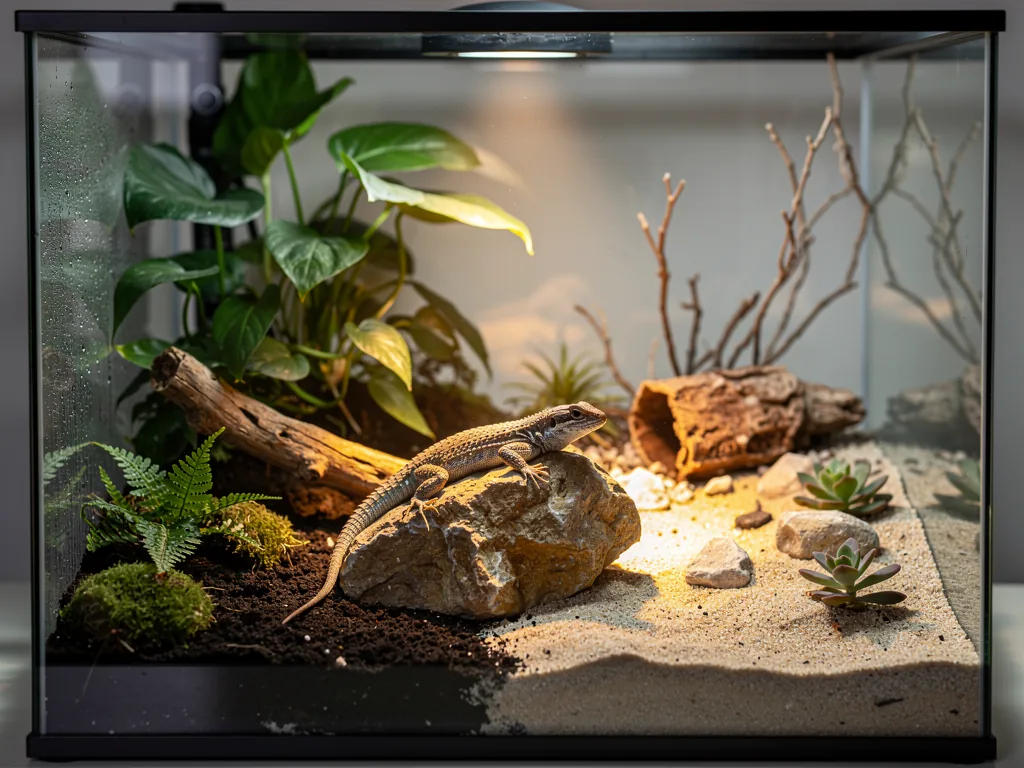 Terrarium einrichten: Artgerechte Gestaltung Artgerechte Terrarium Einrichtung mit natürlichen Verstecken und passenden Klimazonen