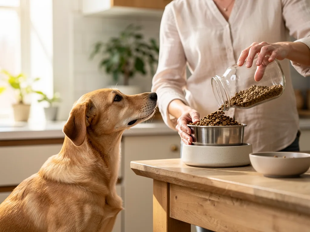 Trockenfutter für Hunde: Vor- und Nachteile im Vergleich Verschiedene Trockenfutterkroketten für Hunde auf weißem Hintergrund im Napf