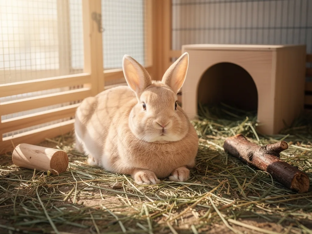 Umweltfaktoren für Kaninchen: Einflüsse auf die Gesundheit Kaninchen im Stall bei optimalen Temperatur und Luftfeuchtigkeit für Gesundheit
