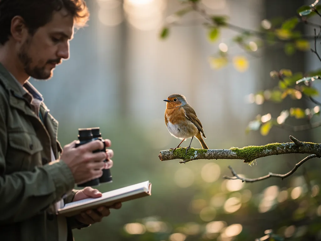 Vogelkunde: Verhalten studieren Forschender beobachtet Vogelverhalten im natürlichen Lebensraum mit moderner Technik
