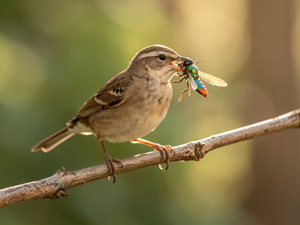 Vogelnahrung aus Insekten: Die Vielfalt der Beute Vogel frisst verschiedene Insekten als natürliche hochwertige Vogelnahrung im Garten
